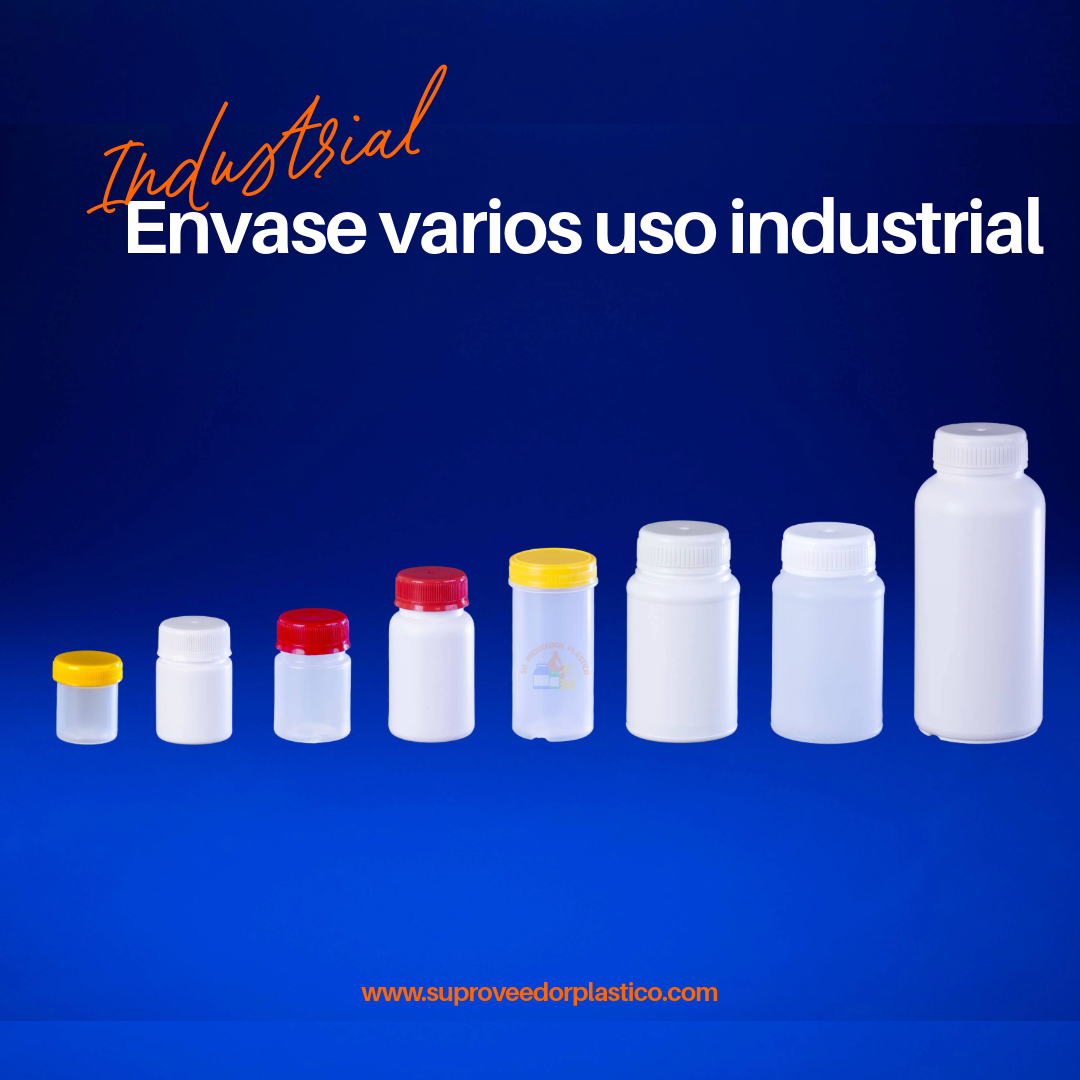 Envases plásticos cilíndricos de boca ancha para varios usos industriales en el Valle del Cauca.